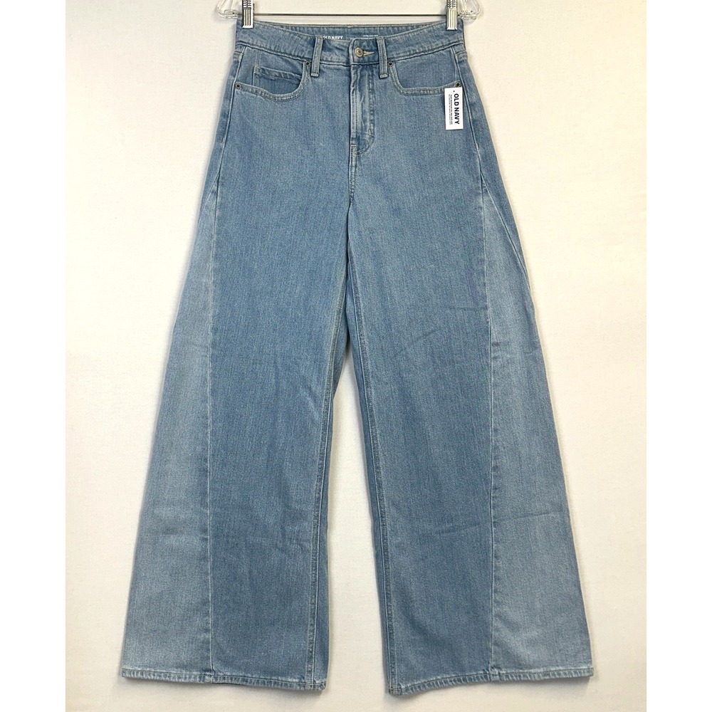 Old Navy Extra High Rise Super Wide Leg Drapey Denim Jeans Womens 2   Light Wash